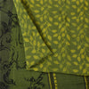 Sanskriti Vintage Sarees Green Pure Crepe Silk Printed Sari 5+yd Craft Fabric