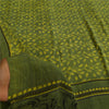 Sanskriti Vintage Sarees Green Pure Crepe Silk Printed Sari 5+yd Craft Fabric