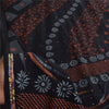 Sanskriti Vintage Sarees Black Hand Beaded Pure Crepe Printed Sari 5+yd Sustainable Fabric