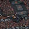 Sanskriti Vintage Sarees Black Hand Beaded Pure Crepe Printed Sari 5+yd Sustainable Fabric