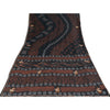 Sanskriti Vintage Sarees Black Hand Beaded Pure Crepe Printed Sari 5+yd Sustainable Fabric