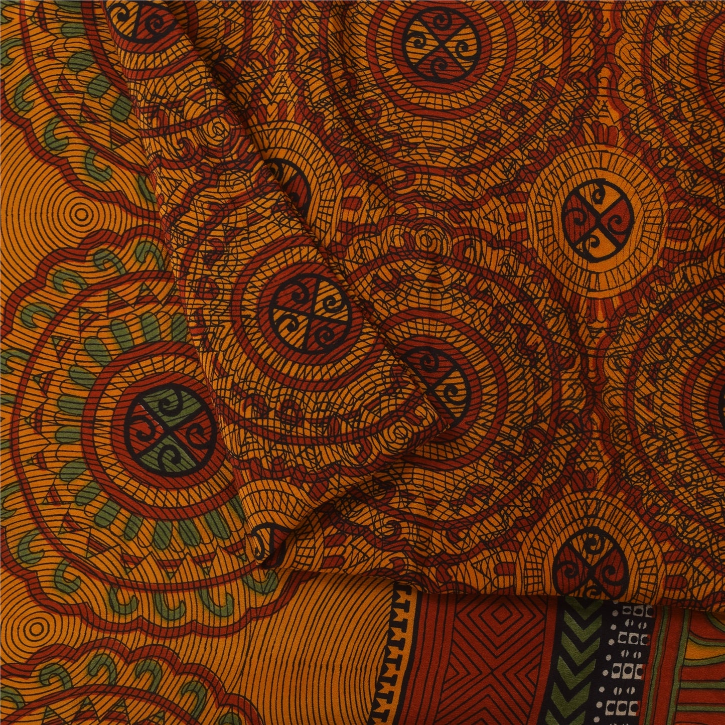 Сари из чистого крепированного шелка шафранового цвета на санскрите, напечатанное сари, 6 ярдов, ткань для рукоделия, устойчивая к истиранию