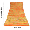 Sanskriti Vintage Sarees Green/Orange Pure Crepe Printed Sari 5+yd Craft Sustainable Fabric