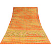Sanskriti Vintage Sarees Green/Orange Pure Crepe Printed Sari 5+yd Craft Sustainable Fabric