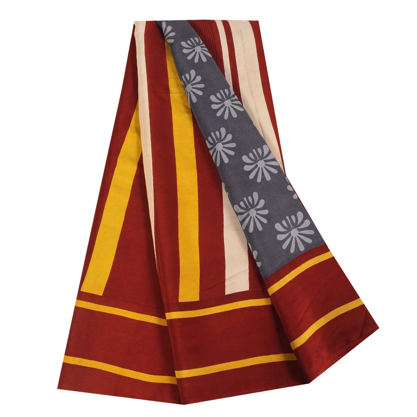 Sanskriti Vintage Sarees Gray Pure Crepe Silk Printed Sari 5+yd Craft Sustainable Fabric