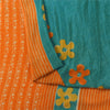 Сари Sanskriti Vintage, чистый креп, оранжевый/синий, напечатанный, сари, 5+ ярдов, ткань для рукоделия, устойчивая к истиранию