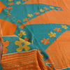 Сари Sanskriti Vintage, чистый креп, оранжевый/синий, напечатанный, сари, 5+ ярдов, ткань для рукоделия, устойчивая к истиранию