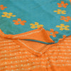 Сари Sanskriti Vintage, чистый креп, оранжевый/синий, напечатанный, сари, 5+ ярдов, ткань для рукоделия, устойчивая к истиранию