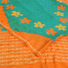 Сари Sanskriti Vintage, чистый креп, оранжевый/синий, напечатанный, сари, 5+ ярдов, ткань для рукоделия, устойчивая к истиранию