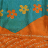 Сари Sanskriti Vintage, чистый креп, оранжевый/синий, напечатанный, сари, 5+ ярдов, ткань для рукоделия, устойчивая к истиранию
