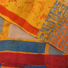 Sanskriti Vintage Sarees Multi Pure Crepe Silk Printed Sari 5+yd Craft Sustainable Fabric