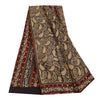 Санскритские винтажные сари коричневого цвета с вышивкой из чистого крепа с принтом, 5+ ярдов, устойчивая ткань
