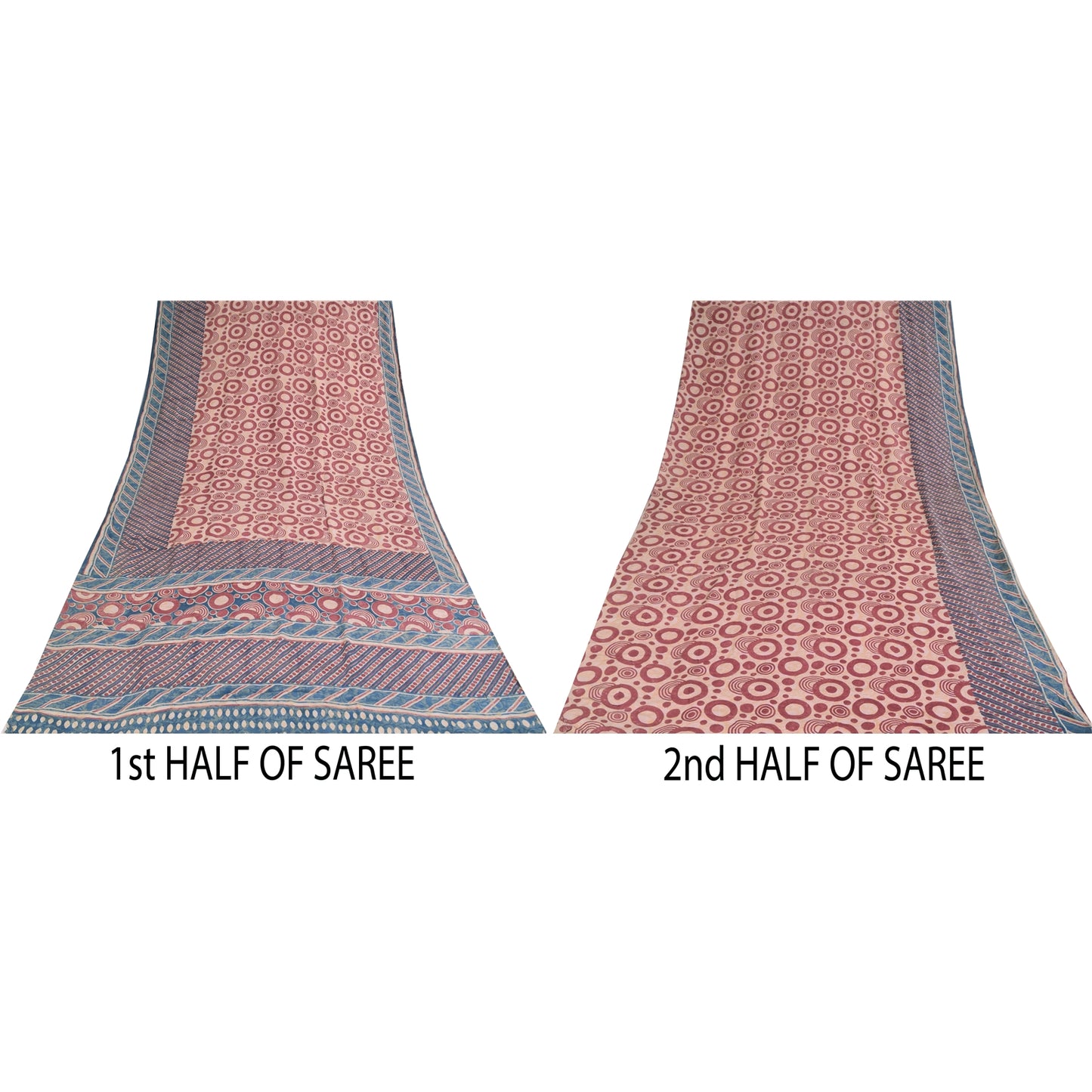 Sanskriti Vintage Sarees Indian Pink Pure Crepe Printed Sari 5+yd Craft Sustainable Fabric