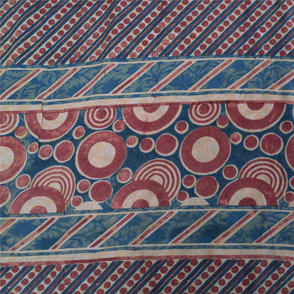 Sanskriti Vintage Sarees Indian Pink Pure Crepe Printed Sari 5+yd Craft Sustainable Fabric