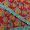 Sanskriti Vintage Sarees Red Pure Crepe Silk Printed Sari 5+yd Craft Sustainable Fabric