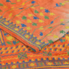 Sanskriti Vintage Sarees Blue & Orange Pure Crepe Silk Printed Sari 5+yd Sustainable Fabric