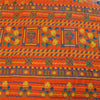 Sanskriti Vintage Sarees Blue & Orange Pure Crepe Silk Printed Sari 5+yd Sustainable Fabric
