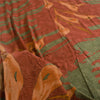 Sanskriti Vintage Sarees Orange & Green Pure Crepe Print Sari 5+yd Craft Sustainable Fabric