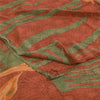 Sanskriti Vintage Sarees Orange & Green Pure Crepe Print Sari 5+yd Craft Sustainable Fabric