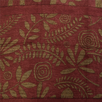 Sanskriti Vintage Sarees Dusty Pink Pure Crepe Silk Print Sari 5+yd Craft Sustainable Fabric