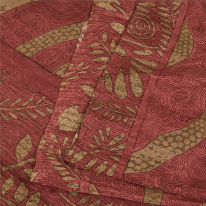 Sanskriti Vintage Sarees Dusty Pink Pure Crepe Silk Print Sari 5+yd Craft Sustainable Fabric