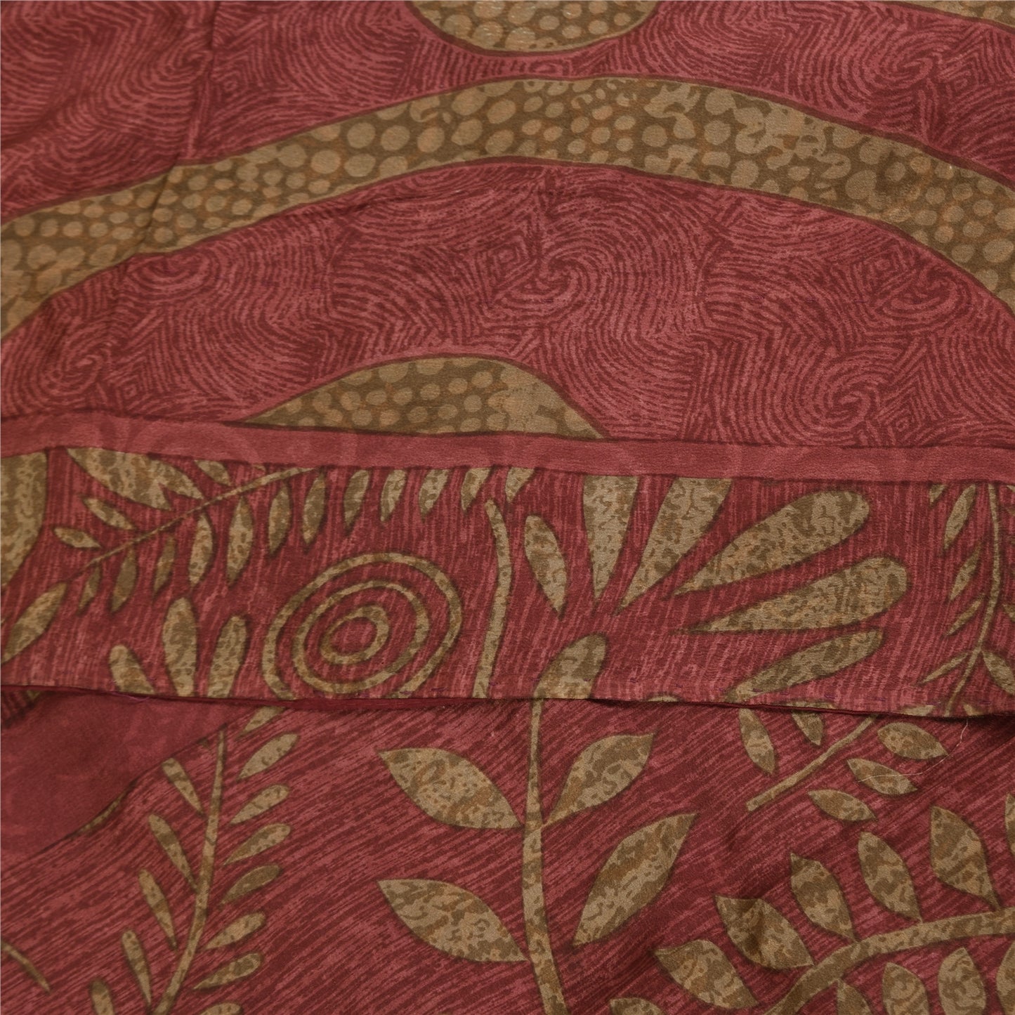 Sanskriti Vintage Sarees Dusty Pink Pure Crepe Silk Print Sari 5+yd Craft Sustainable Fabric