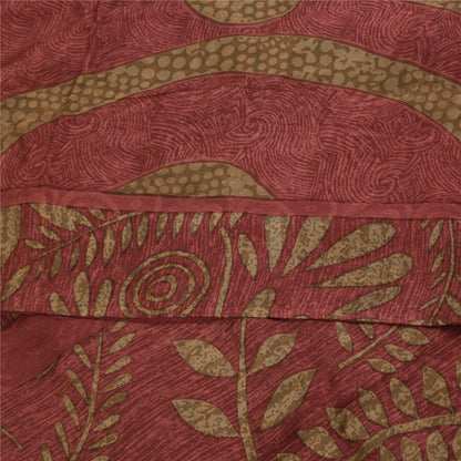 Sanskriti Vintage Sarees Dusty Pink Pure Crepe Silk Print Sari 5+yd Craft Sustainable Fabric