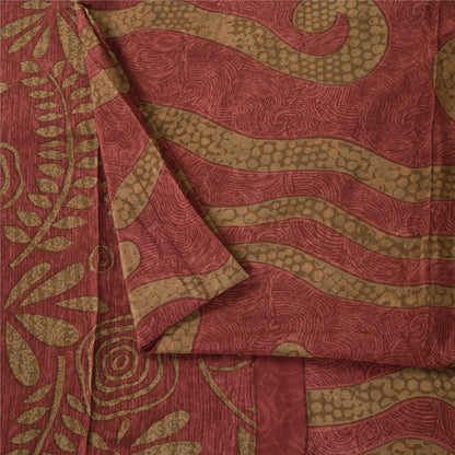 Sanskriti Vintage Sarees Dusty Pink Pure Crepe Silk Print Sari 5+yd Craft Sustainable Fabric
