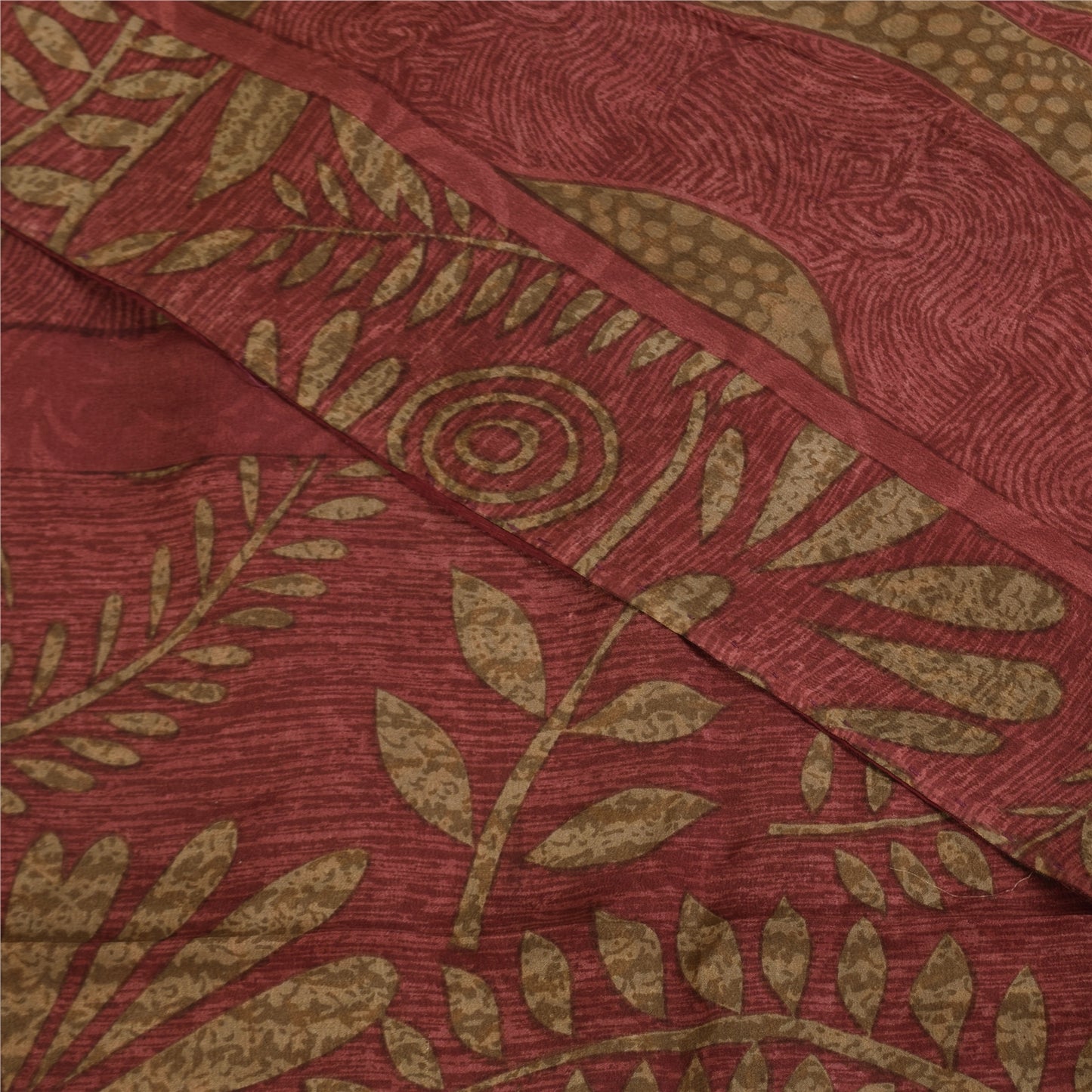Sanskriti Vintage Sarees Dusty Pink Pure Crepe Silk Print Sari 5+yd Craft Sustainable Fabric