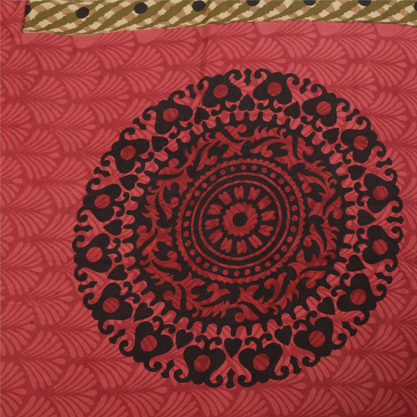 Sanskriti Vintage Sarees Multi Pure Crepe Silk Printed Sari 5+yd Craft Sustainable Fabric