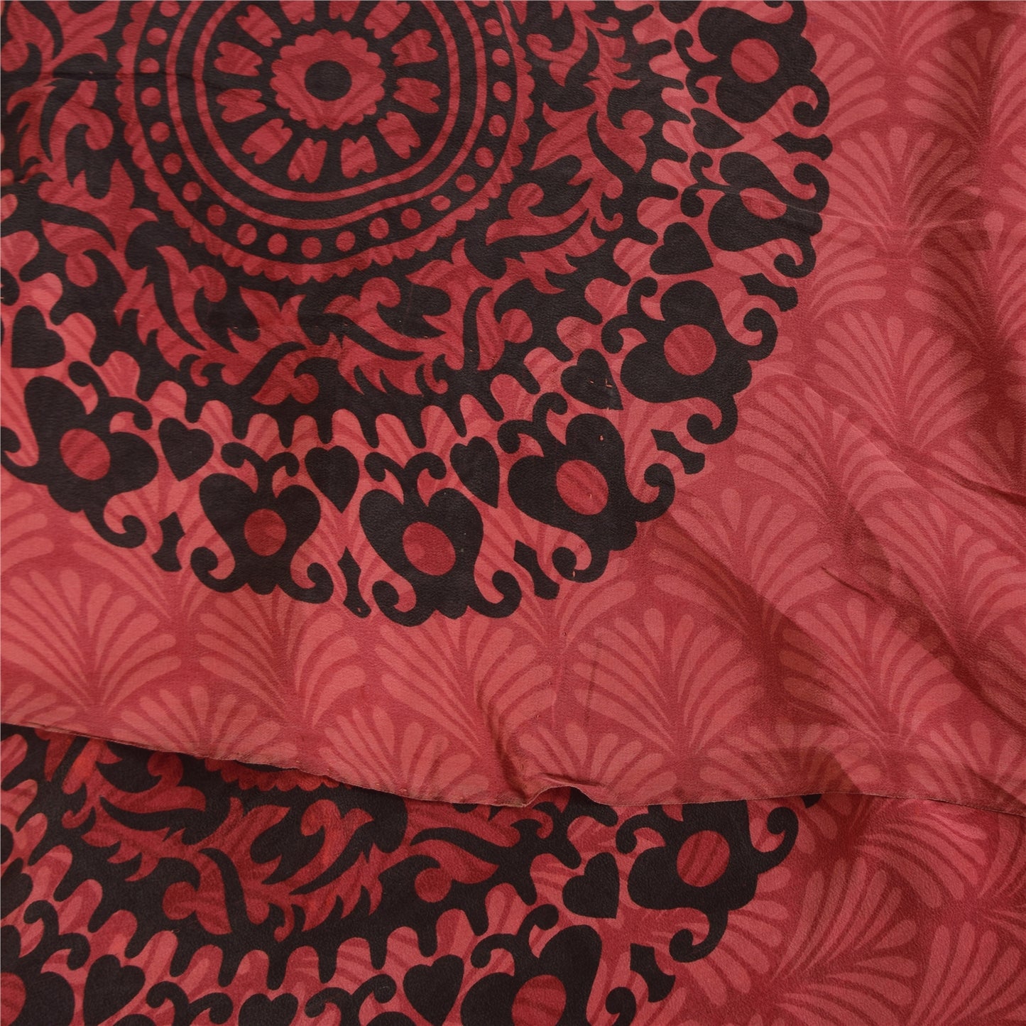 Sanskriti Vintage Sarees Multi Pure Crepe Silk Printed Sari 5+yd Craft Sustainable Fabric