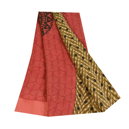 Sanskriti Vintage Sarees Multi Pure Crepe Silk Printed Sari 5+yd Craft Sustainable Fabric