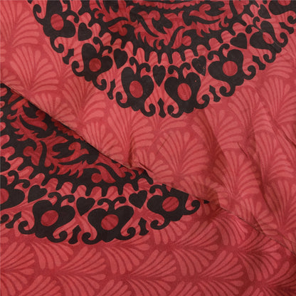 Sanskriti Vintage Sarees Multi Pure Crepe Silk Printed Sari 5+yd Craft Sustainable Fabric