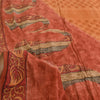 Sanskriti Vintage Sarees Peach & Pink Pure Crepe Printed Sari 5+yd Craft Sustainable Fabric