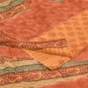 Sanskriti Vintage Sarees Peach & Pink Pure Crepe Printed Sari 5+yd Craft Sustainable Fabric