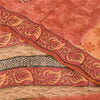Sanskriti Vintage Sarees Peach & Pink Pure Crepe Printed Sari 5+yd Craft Sustainable Fabric