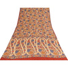 Sanskriti Vintage Sarees Peach Pure Crepe Silk Printed Sari 5+yd Craft Sustainable Fabric