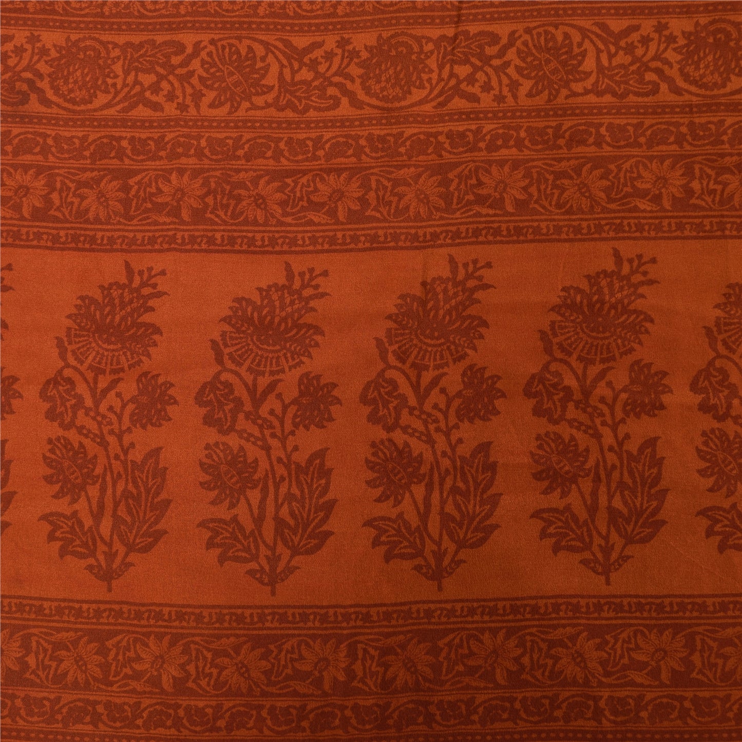 Сари Sanskriti Vintage, чистый креп, оранжевый и зеленый принт, сари, 5+ ярдов, ткань для рукоделия, устойчивая к истиранию