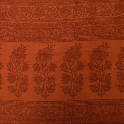 Сари Sanskriti Vintage, чистый креп, оранжевый и зеленый принт, сари, 5+ ярдов, ткань для рукоделия, устойчивая к истиранию