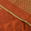Сари Sanskriti Vintage, чистый креп, оранжевый и зеленый принт, сари, 5+ ярдов, ткань для рукоделия, устойчивая к истиранию