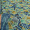 Sanskriti Vintage Sarees Blue Pure Crepe Silk Printed Sari 5+yd Craft Sustainable Fabric