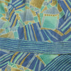 Sanskriti Vintage Sarees Blue Pure Crepe Silk Printed Sari 5+yd Craft Sustainable Fabric