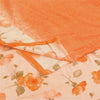 Sanskriti Vintage Sarees Orange Pure Crepe Silk Printed Sari 5+yd Craft Sustainable Fabric
