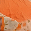 Sanskriti Vintage Sarees Orange Pure Crepe Silk Printed Sari 5+yd Craft Sustainable Fabric
