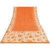 Sanskriti Vintage Sarees Orange Pure Crepe Silk Printed Sari 5+yd Craft Sustainable Fabric