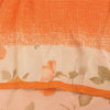 Sanskriti Vintage Sarees Orange Pure Crepe Silk Printed Sari 5+yd Craft Sustainable Fabric