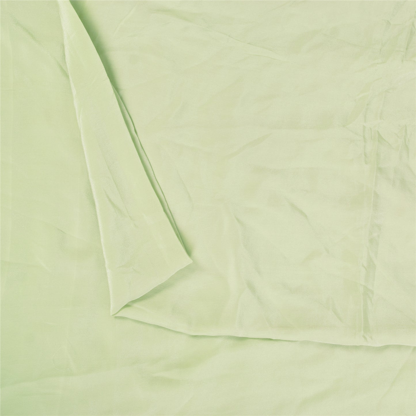 Sanskriti Vintage Sarees Pastel-Green Pure Crepe Solid Sari 5+yd Craft Sustainable Fabric