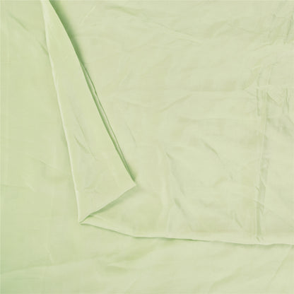 Sanskriti Vintage Sarees Pastel-Green Pure Crepe Solid Sari 5+yd Craft Sustainable Fabric