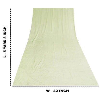 Sanskriti Vintage Sarees Pastel-Green Pure Crepe Solid Sari 5+yd Craft Sustainable Fabric