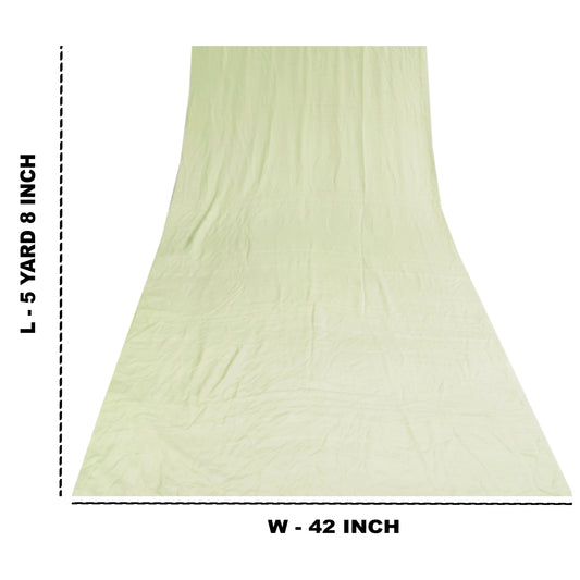 Sanskriti Vintage Sarees Pastel-Green Pure Crepe Solid Sari 5+yd Craft Sustainable Fabric